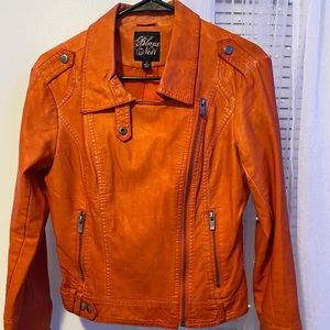 Blanc Noir Faux Leather cropped waist jacket.